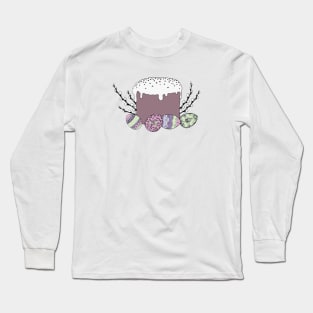 Happy Easter. Trendy Easter design with eggs, Easter cake in pastel colors. Modern style. poster, greeting card Long Sleeve T-Shirt